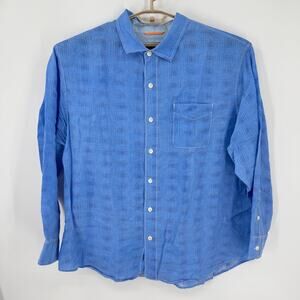 Tommy Bahama Mens Linen Cotton Button Down Shirt Long Sleeve Blue Size  XXL